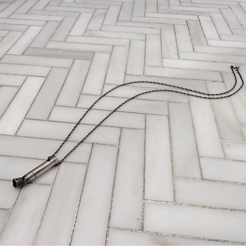 Cigarette Bud Silver 26” Rope Necklace